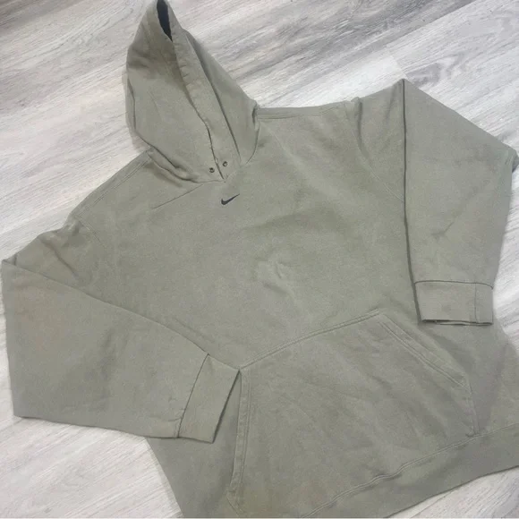 Vintage 90’s Nike center Swoosh RARE Sage Green colour way Pullover hoodie sz L - Picture 1 of 14